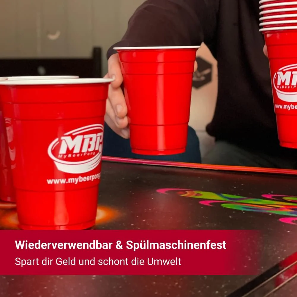 25 rote Logo Becher Set (25 Becher + 3 Bälle) - Image 3