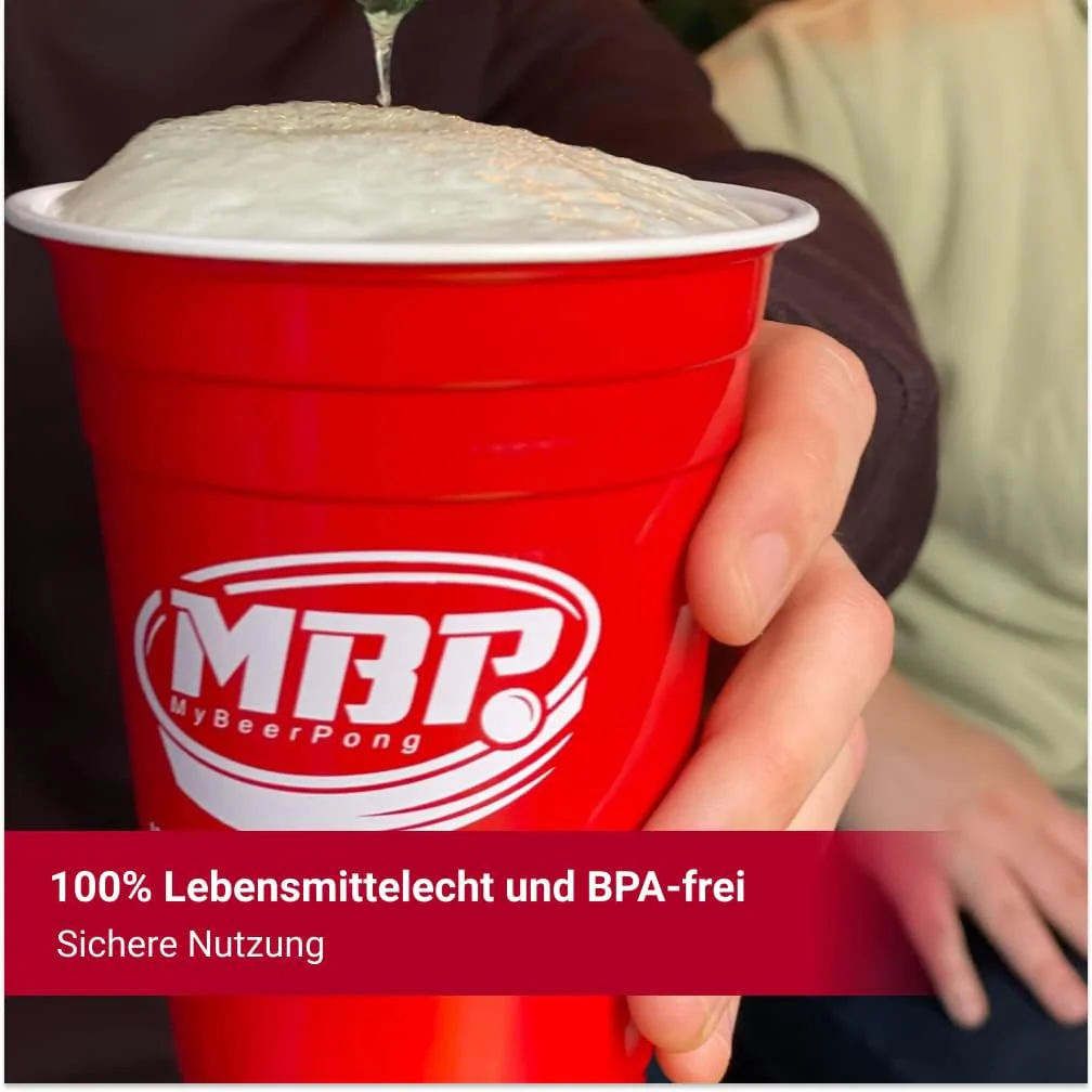 25 rote Logo Becher Set (25 Becher + 3 Bälle) - Image 4