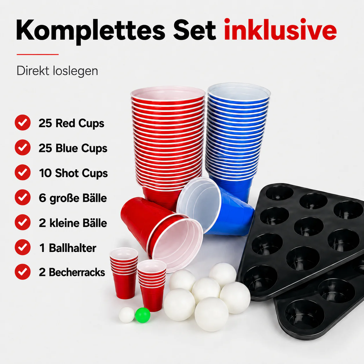 Beer Pong Tisch Set 'Multigame' inkl. Bechern, Bällen & Racks - Image 3